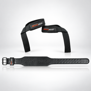 Strength Essentials Bundle – Pro Leather Belt + Lifting Straps